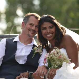 Groom and Bride Leaning Into Each Other